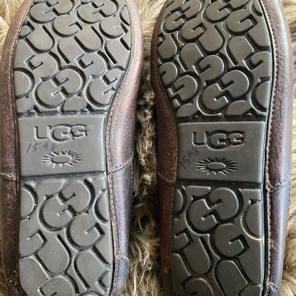 UGG MENS ASCOT LEATHER SLIPPERS COMFORT & DURABILITY - Picture 2 of 8